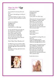 English worksheet: What the hell - Avril Lavigne