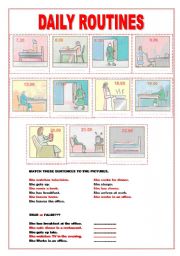 English Worksheet: daily routines 3 present simple