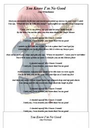 English Worksheet: YOU KNOW IM NO GOOD