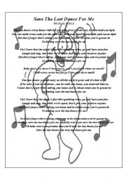 English Worksheet: SAVE LAST DANCE FOR ME
