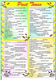 SIMPLE PAST TENSE - SENTENCE LEVEL - PART 1 (WITH B/W AND ANSWER KEY)