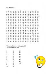 English Worksheet: puzzle : NUMBERS