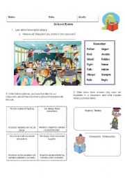 English Worksheet: Rules of the classroom