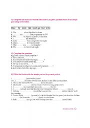 English worksheet: SIMPLE PAST-PRESENT PERFECT