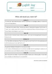 English Worksheet: English Test The World of Work