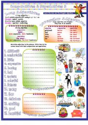 English Worksheet: Introduction to Long Adjectives & Irregular Adjectives + Key