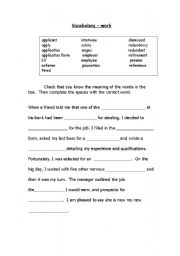 English worksheet: vocabulary for work