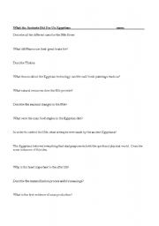 English worksheet: What the Ancients Did For Us - Egypt