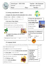 English Worksheet: Mid-term 2   7th form  test