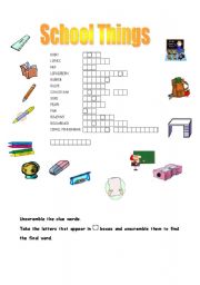 English worksheet: School Things