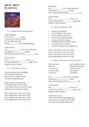 English Worksheet: Maria Maria By Carlos Santana