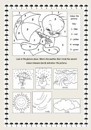 English Worksheet: Colours and weather