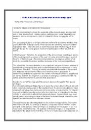 English Worksheet: READING COMPREHENSION