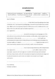 English Worksheet: Job application letter, fill in the gaps 2