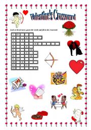 English Worksheet: Valentines Crossword
