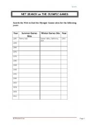 English Worksheet: Olympic Games. A search on the Net