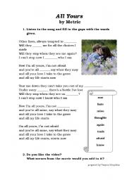 English Worksheet: All Yours