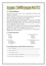 English Worksheet: Reading Comprehension practice for 7th graders.