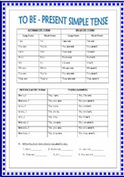 English Worksheet: TO BE - PRESENT SIMPLE.