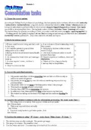 English Worksheet: Consolidation tasks  3rd year students 