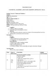 English worksheet: lesson plan (cognitive, CALLA)