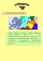 English Worksheet: LITHUANIA ( Geographical place, Baltic Sea Country) With Answers