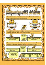 English Worksheet: COMPARING WITH ADVERBS, WORKSHEET + POSTER