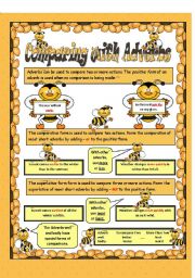 COMPARING WITH ADVERBS, WORKSHEET + POSTER