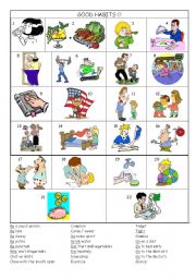 Good habits - bad habits vocabulary worksheet
