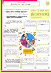 English Worksheet: Reported Speech  -  Statements and Questions