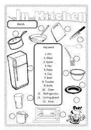 English Worksheet: In Kitchen
