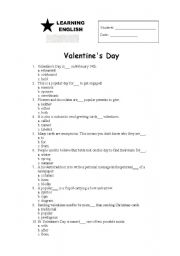 English Worksheet: Valentine quiz
