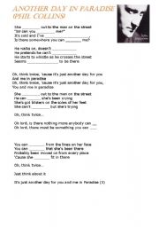 Song Worksheet: Another Day in Paradise (Personal and Object Pronouns)