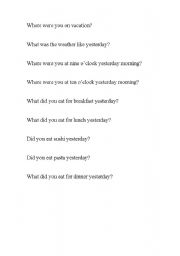 English worksheet: Lets talk about vacation?
