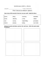 English Worksheet: Sports Vocabulary Spelling