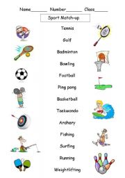 English Worksheet: Sport Match -up
