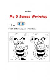 English Worksheet: 5 Senses Workshop