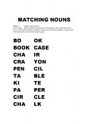 English worksheet: Matching Nouns