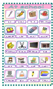 English Worksheet: School Items