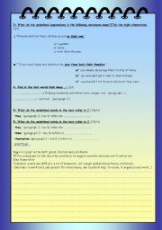 English worksheet: READING  COMPREHENSION