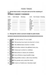English Worksheet: MIXED TENSES REVIEW