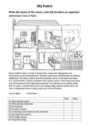 English Worksheet: my home