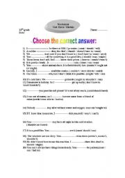 English Worksheet: modals verbs