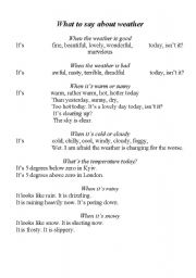 English Worksheet: what to say about weather. weather forecast.