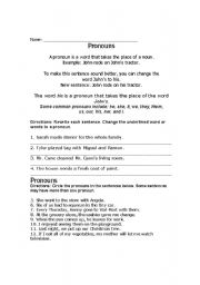 English worksheet: Pronoun Practice