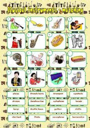 English Worksheet: MUSICAL INSTRUMENTS MATCHING