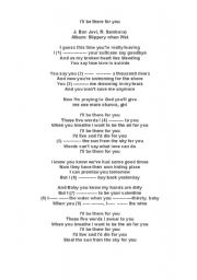 English Worksheet: Song: I will be there for you by Bon Jovi 