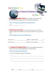 English worksheet: IT Lab Activities about Natural Disasters