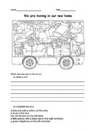 English Worksheet: We are moving in our new home