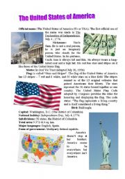 English Worksheet: The United States of America